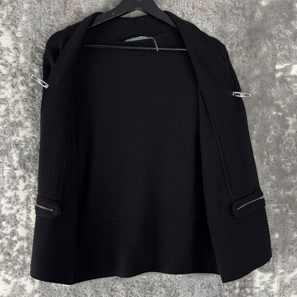 Ivanka Trump Size M Open Front Cardigan Sweater Black Long Sleeve Zipper - Picture 3 of 9